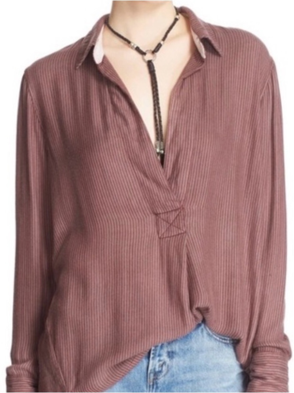 NWT Free People On The Road Stripe Tunic Cranberry Size Medium